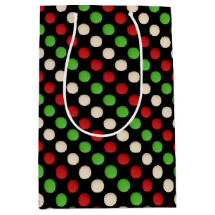 Red Green White Dots Medium Gift Bag