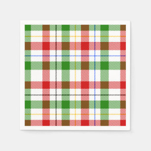 Red Green White Flannel Plaid Pattern Design Napkin