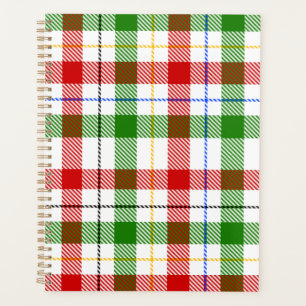 Red Green White Flannel Plaid Pattern Design Planner