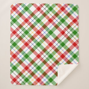 Red Green White Flannel Plaid Pattern Design  Sherpa Blanket