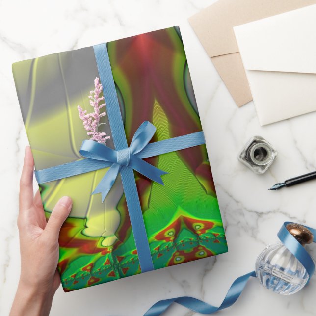 ~ Red Green White Fractal ~ Christmas   Wrapping Paper (Gifting)