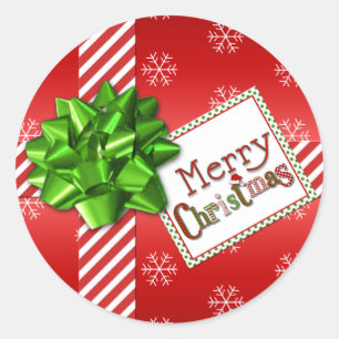 Red, Green, White Merry Christmas Sticker