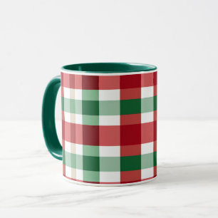 Red Green White Plaid Cheerful Rustic Homestyle Mug