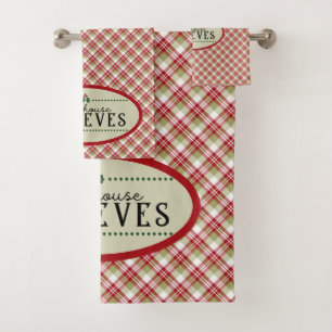 Red Green White Plaid - This House Believes Bath Towel Set