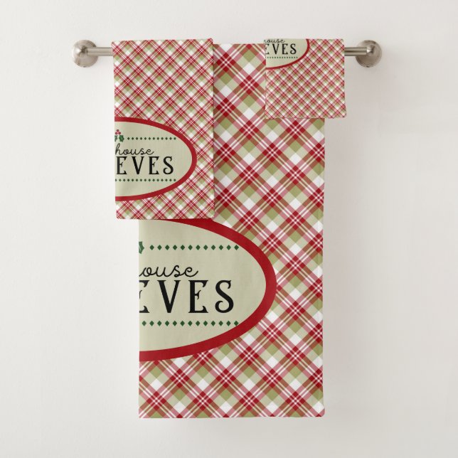 Red Green White Plaid - This House Believes Bath Towel Set (Insitu)
