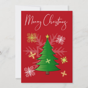 Red Green White Snowflakes Merry Christmas Holiday Card