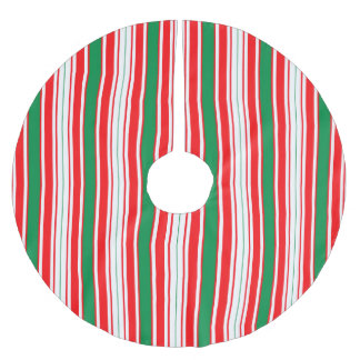 Red Green & White Stripe Christmas Tree Skirt