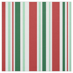 Red, Green, White Stripes Christmas Fabric