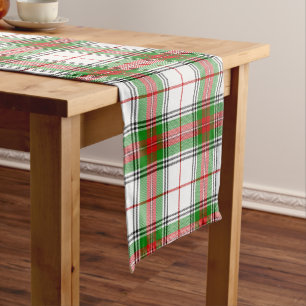 Red Green White Tartan Plaid Short Table Runner