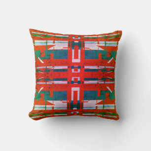 Red Green White Turquoise Southwest Art Look Cushion