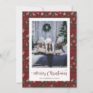Red Green White Ugly Sweater Photo Christmas Cards