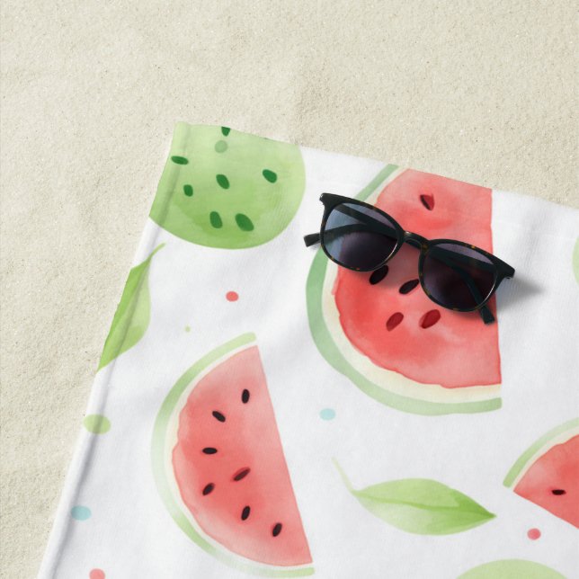 Red Green White Watermelons   Beach Towel (In Situ)