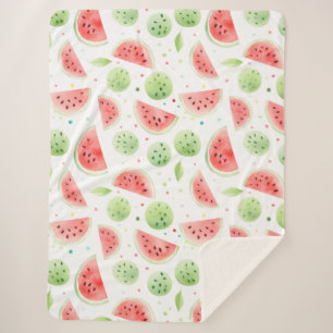Red Green White Watermelons Birthday Sherpa Blanket
