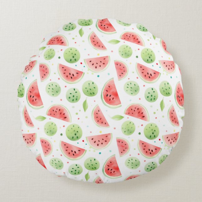 Red Green White Watermelons   Round Cushion (Front)