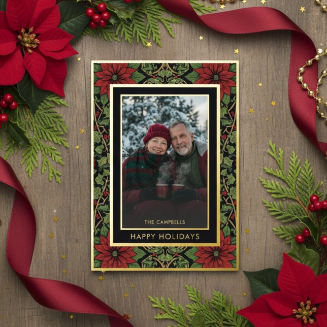 Red Green William Morris Happy Holidays Photo Foil Holiday Card (Creator Uploaded)