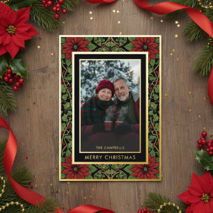 Red Green William Morris Season's Greetings Photo Foil Holiday Card