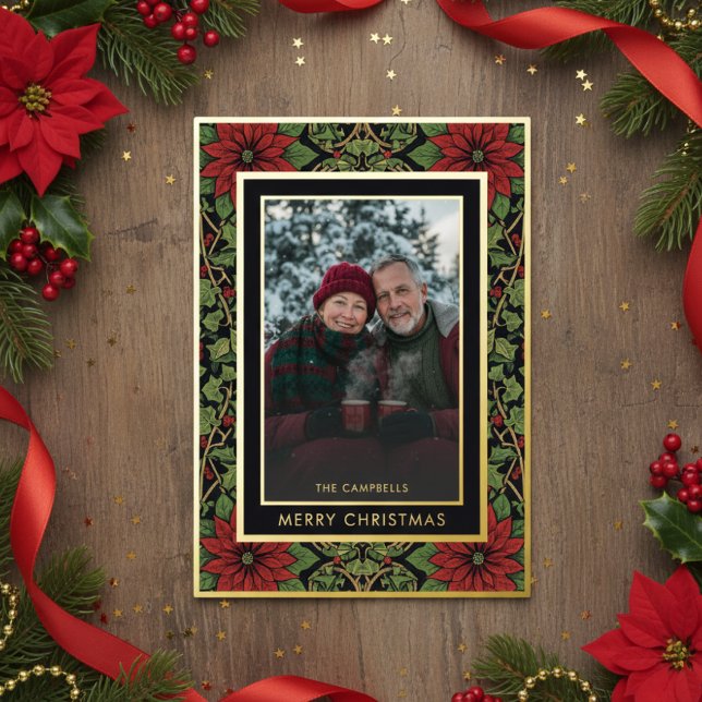Red Green William Morris Season's Greetings Photo Foil Holiday Card (Creator Uploaded)