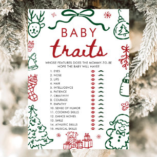 Red Green Winter Christmas Baby Traits Baby Shower Invitation