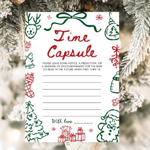Red Green Winter Christmas Time Capsule Game Invitation