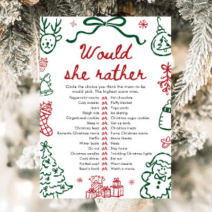 Red Green Winter Christmas Would She Rather Game Invitation