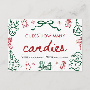 Red Green Winter Guess How Many Candies Game Enclosure Card