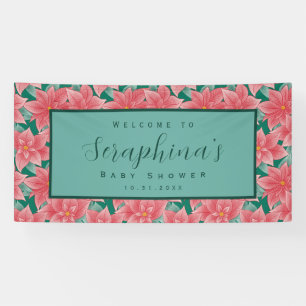 Red & Green Winter Poinsettia Baby Shower Banner