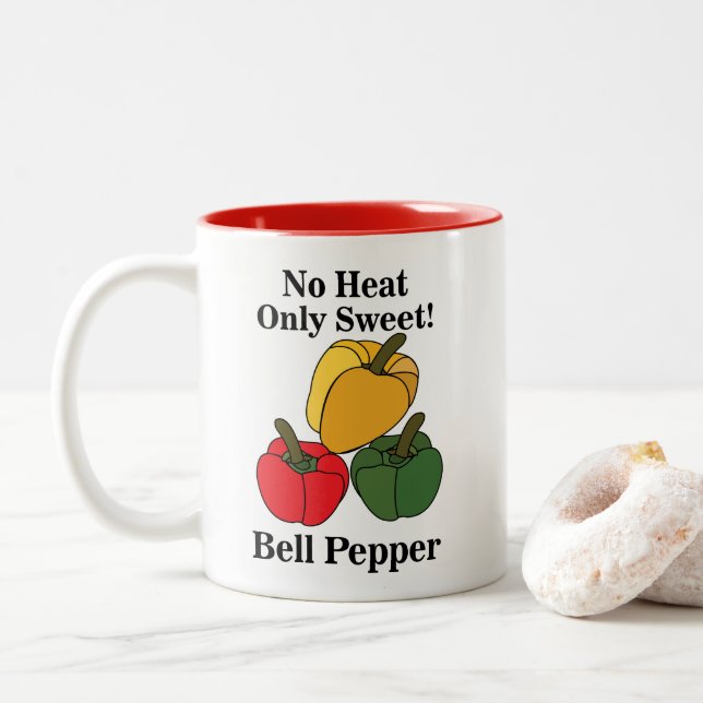 Red Green Yellow Capsicum Bell Pepper Funny Two-Tone Coffee Mug (With Donut)