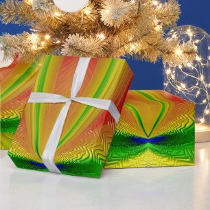 ~ Red Green Yellow Fractal ~ Christmas Wrapping Paper