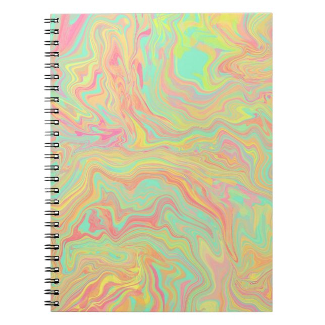 Red Green Yellow Liquid Swirl Pattern Notebook (Front)