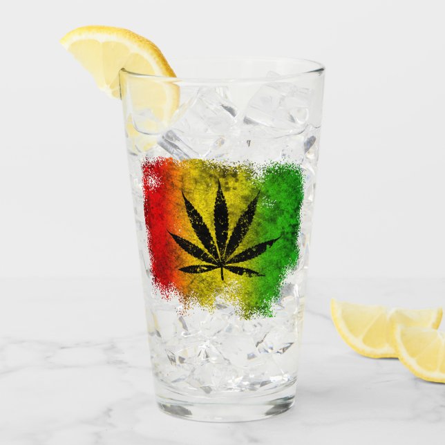 Red Green Yellow Reggae Rasta Leaf Jamaican Grunge Glass (Front Ice)