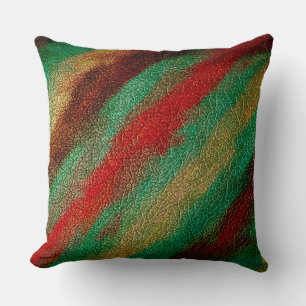 Red Green Yellow Tones Leather Cushion