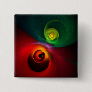 Red Green Yin Yang Modern Abstract Art Pattern #20 15 Cm Square Badge
