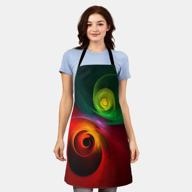 Red Green Yin Yang Modern Abstract Art Pattern #20 Apron (Worn)