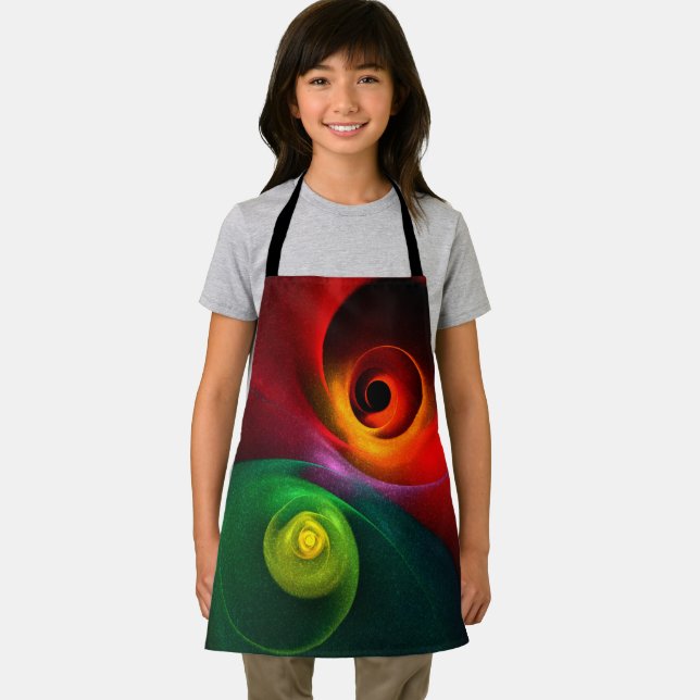 Red Green Yin Yang Modern Abstract Art Pattern #20 Apron (Insitu)