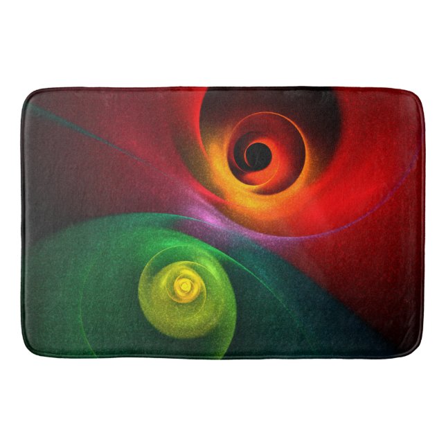 Red Green Yin Yang Modern Abstract Art Pattern #20 Bath Mat (Front)