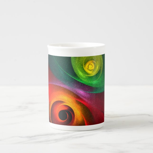Red Green Yin Yang Modern Abstract Art Pattern #20 Bone China Mug (Front)