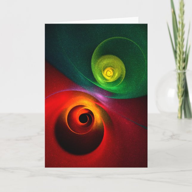 Red Green Yin Yang Modern Abstract Art Pattern #20 Card (Front)