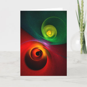 Red Green Yin Yang Modern Abstract Art Pattern #20 Card