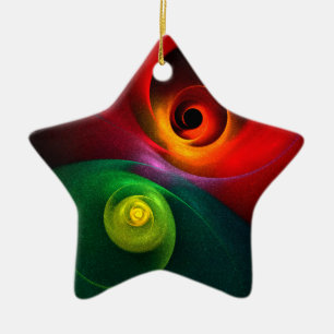 Red Green Yin Yang Modern Abstract Art Pattern #20 Ceramic Ornament