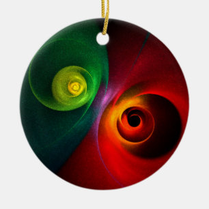 Red Green Yin Yang Modern Abstract Art Pattern #20 Ceramic Ornament