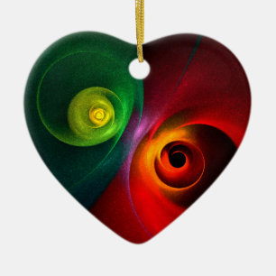 Red Green Yin Yang Modern Abstract Art Pattern #20 Ceramic Ornament