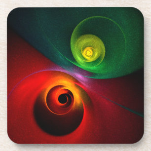 Red Green Yin Yang Modern Abstract Art Pattern #20 Coaster