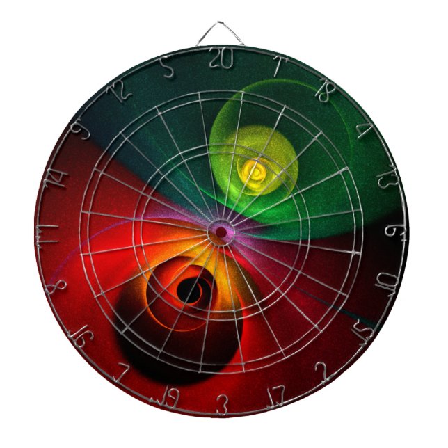Red Green Yin Yang Modern Abstract Art Pattern #20 Dartboard (Front)