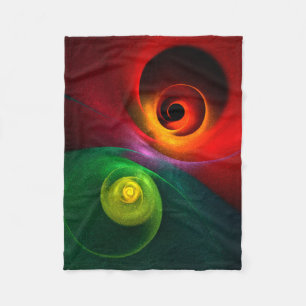 Red Green Yin Yang Modern Abstract Art Pattern #20 Fleece Blanket