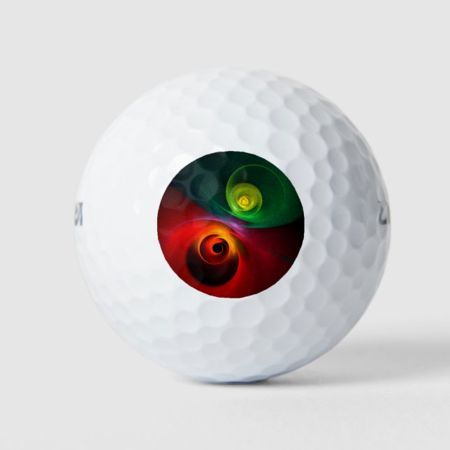 Red Green Yin Yang Modern Abstract Art Pattern #20 Golf Balls (Front)