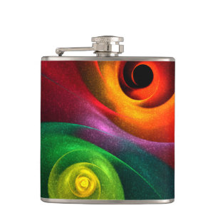 Red Green Yin Yang Modern Abstract Art Pattern #20 Hip Flask