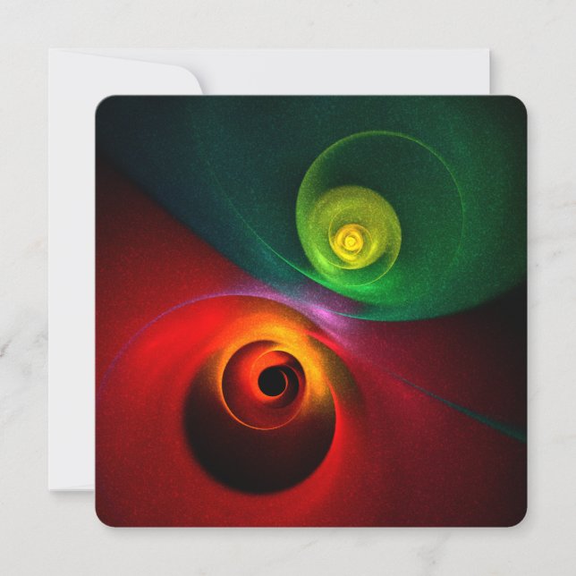 Red Green Yin Yang Modern Abstract Art Pattern #20 Invitation (Front)