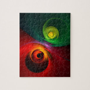 Red Green Yin Yang Modern Abstract Art Pattern #20 Jigsaw Puzzle