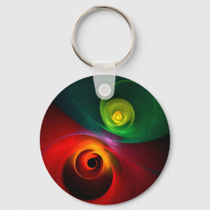Red Green Yin Yang Modern Abstract Art Pattern #20 Key Ring
