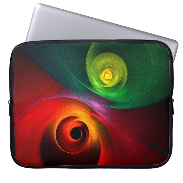 Red Green Yin Yang Modern Abstract Art Pattern #20 Laptop Sleeve (Front)